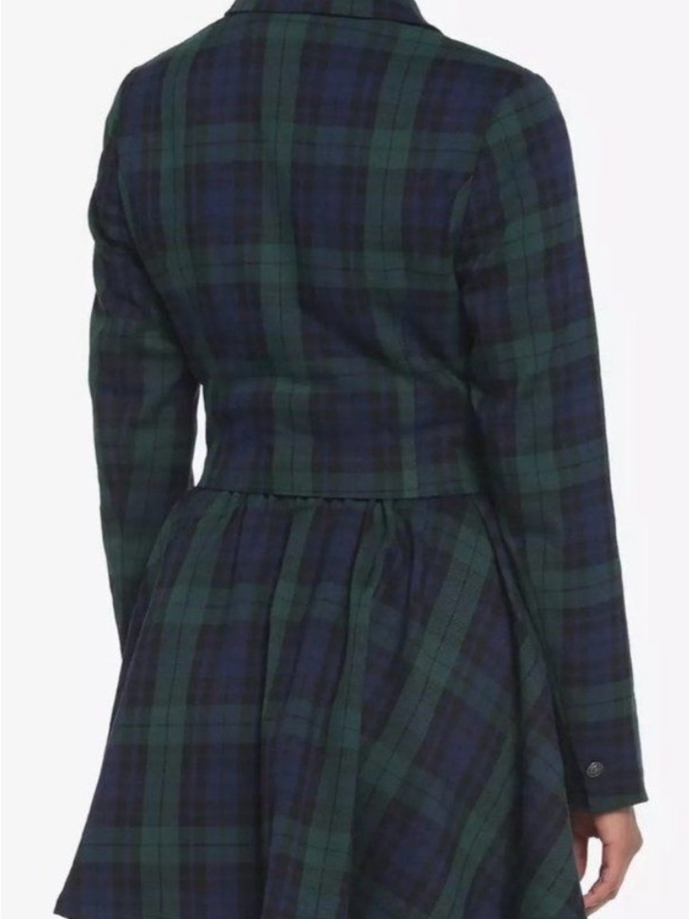 NWT Cropped Blazer in Dark Green & Navy Tartan - Picture 2 of 10